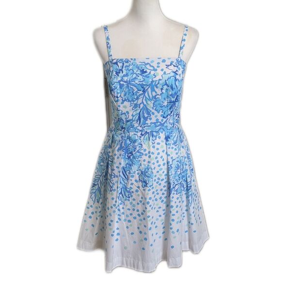 Lilly Pulitzer NWT Kenzie dress in resort white & blues, strapless option 4 - Picture 1 of 14
